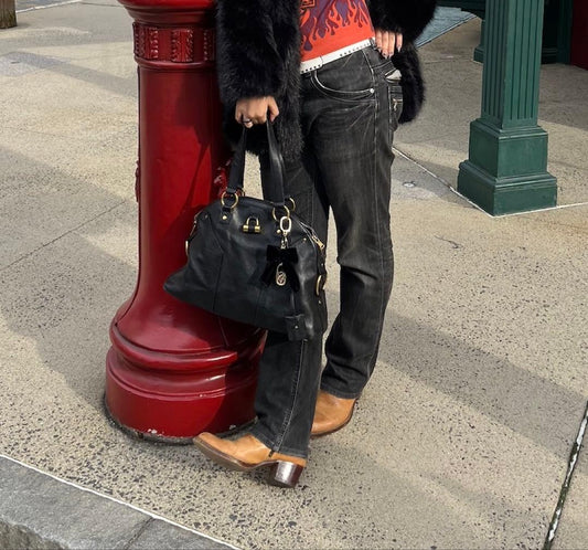 YVES SAINT LAURENT Muse Two Leather Tote Bag y2k #QYKETT