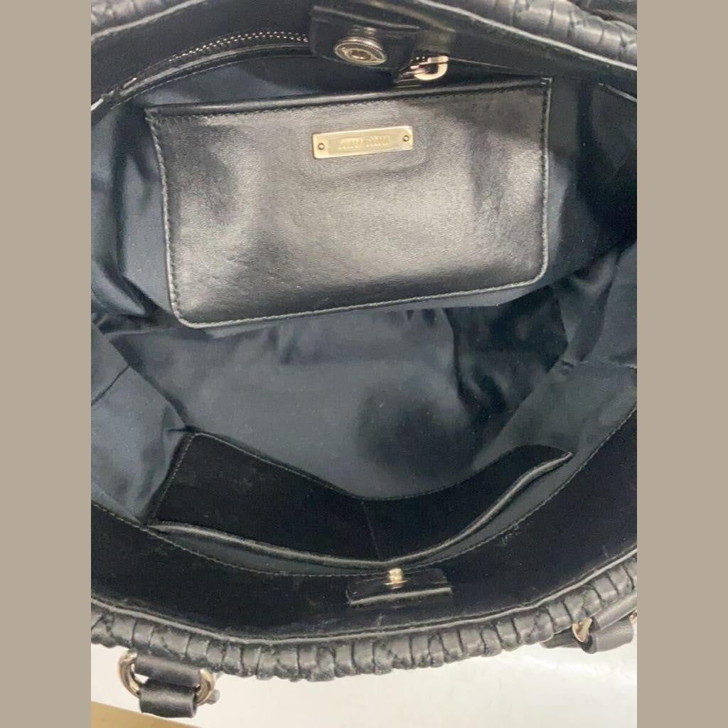 MIU MIU Matelass? handbag, black leather Women #QY1QWJ
