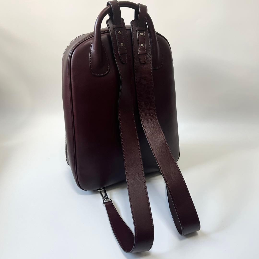 VALEXTRA My Logo Backpack Leather Bordeaux Burgundy Men #QY3G0E