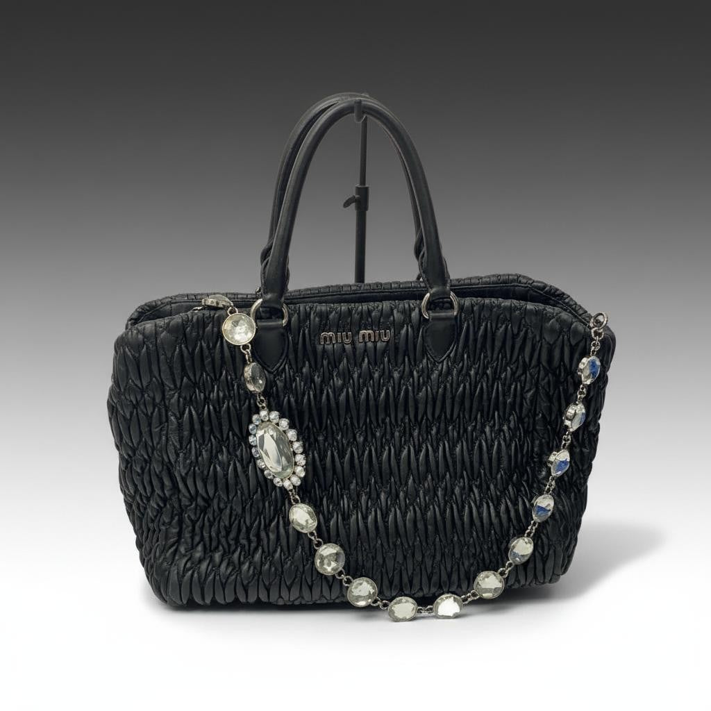 MIU MIU Matelass? handbag, black leather Women #QY1QWJ