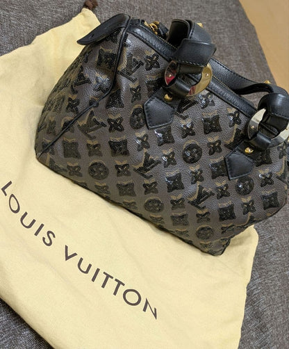 LOUIS VUITTON Monogram Eclipse Speedy 30 Handbag with Sequins #QY9W83