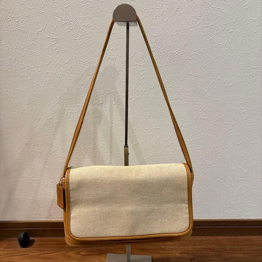 COACH Old Coach Canvas x Leather Shoulder Bag, Made in USA #QY8LBP