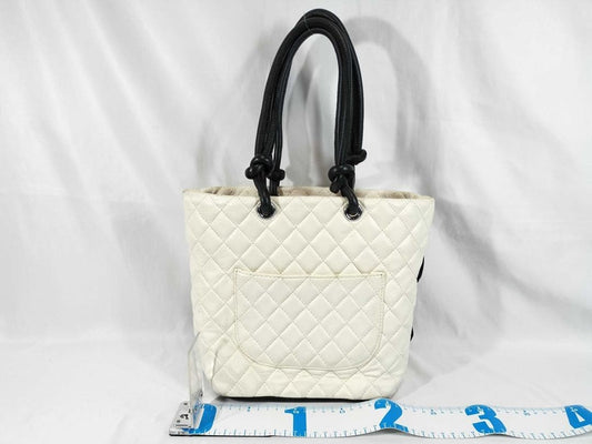 CHANEL Quilted Handbag White Black Women #QY00VE