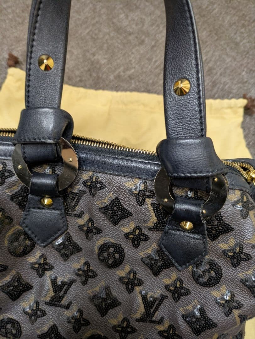 LOUIS VUITTON Monogram Eclipse Speedy 30 Handbag with Sequins #QY9W83