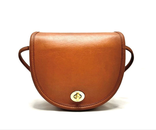 COACH Old Coach Half Moon Shoulder Bag, Leather, Brown, USA #QYI8LM