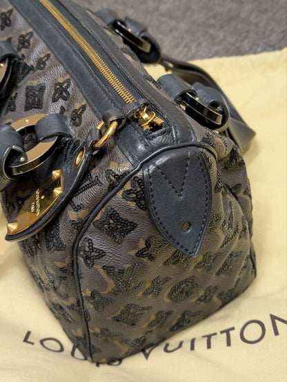 LOUIS VUITTON Monogram Eclipse Speedy 30 Handbag with Sequins #QY9W83