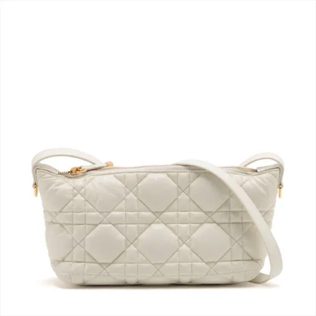 Dior Nomad Pouch Cannage Shoulder Bag for Women, White #QYBF3Y
