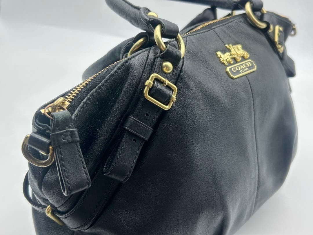 Y2K Coach Black Leather Handbag Mini Boston #QY1XRE