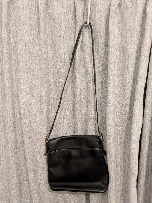 COACH Old Coach Black Leather Classic Coach Shoulder Bag #QYC0R7