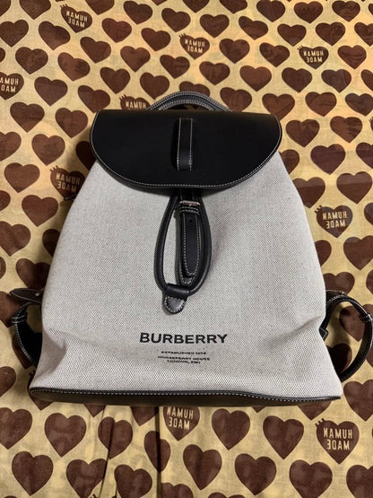 BURBERRY Horseferry Print Pocket Backpack Canvas Grey #QYJXSE