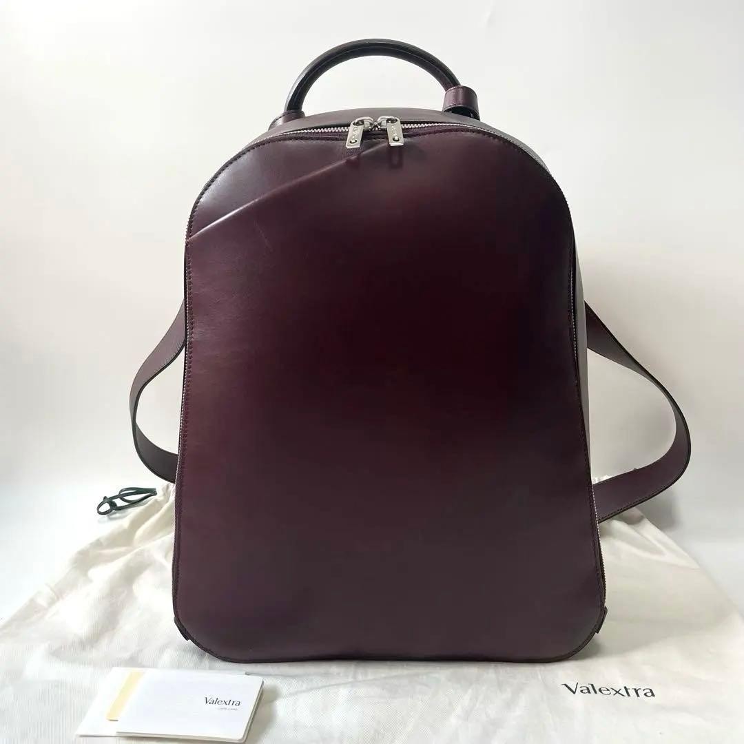 VALEXTRA My Logo Backpack Leather Bordeaux Burgundy Men #QY3G0E