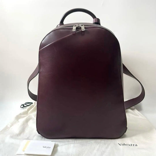 VALEXTRA My Logo Backpack Leather Bordeaux Burgundy Men #QY3G0E