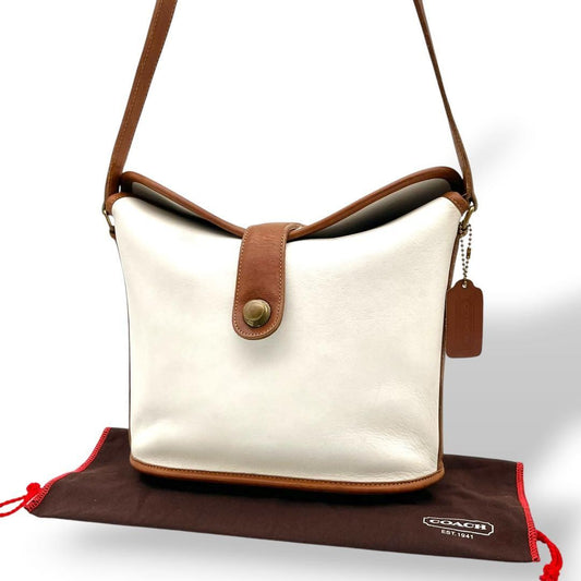 COACH Old Coach Shoulder Bag, White Leather #QYKLHD