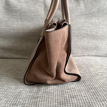 PRADA Leather x Suede 2-Way Shoulder Bag, Greige #QY6VVR