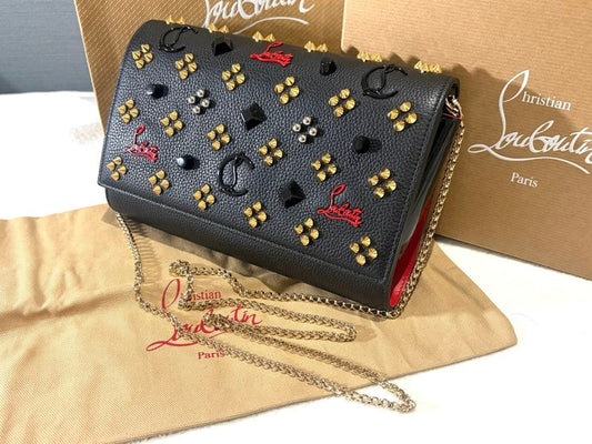 Christian Louboutin Paloma Chain Clutch, Black and Red, Mult #QYG2RO