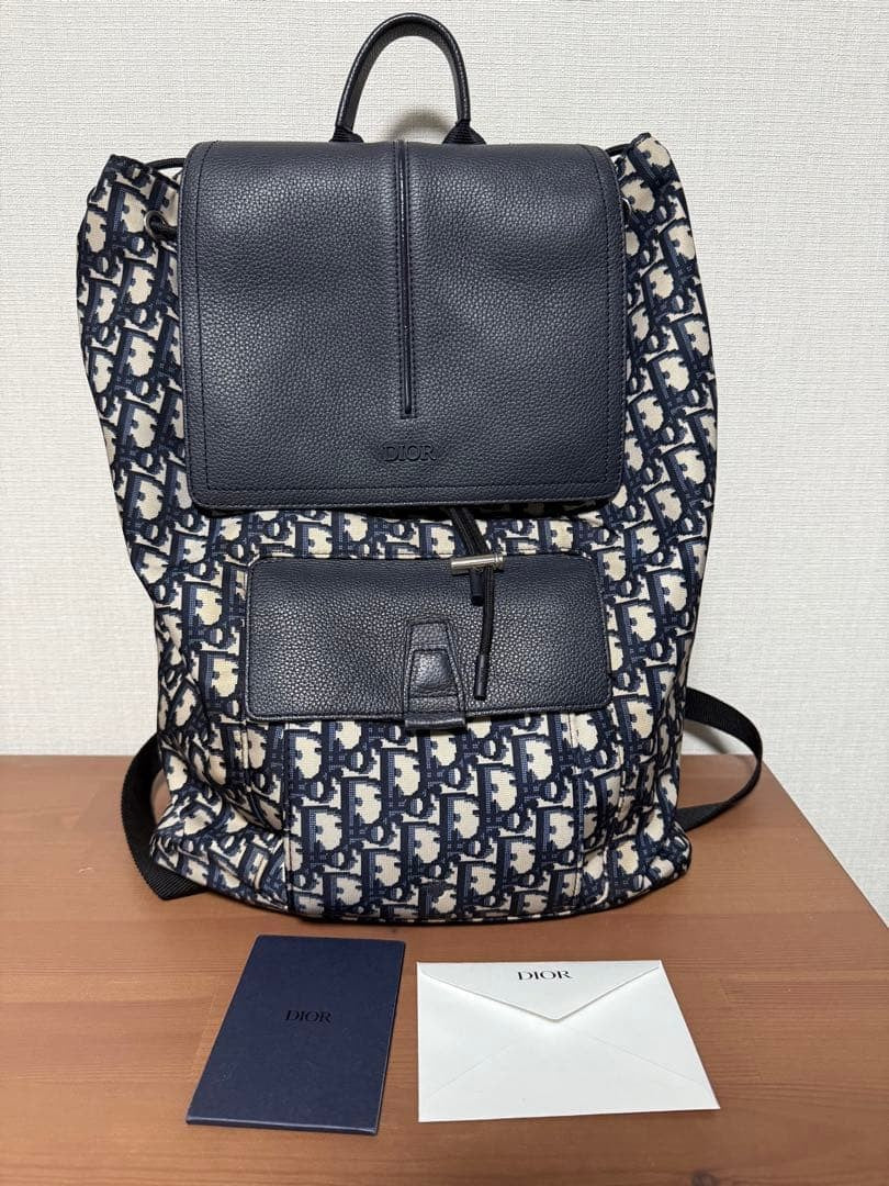 DIOR Motion Backpack Leather Canvas Navy #QYHSLM