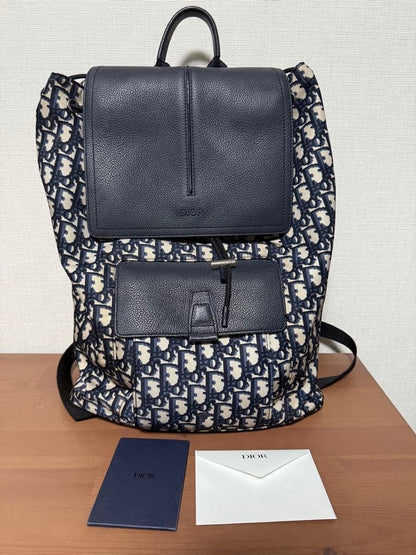 DIOR Motion Backpack Leather Canvas Navy #QYHSLM