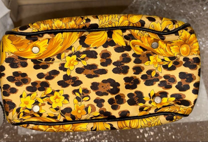 Gianni Versace Leopard Print Leather Handbag Vintage #QYGC2L