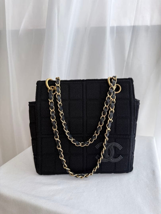 CHANEL Chocolate Bar Chain Tote Bag (Cotton) #QY7XQN
