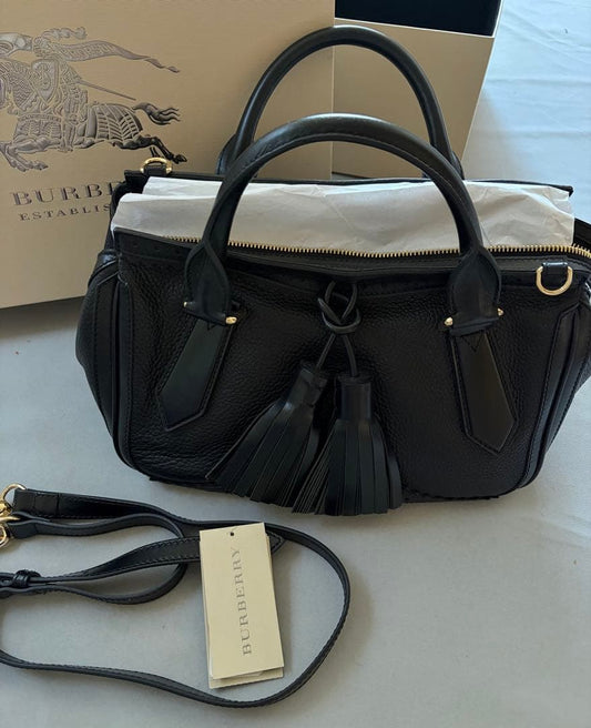 Burberry Black Leather Handbag with Box #QYGR6Y
