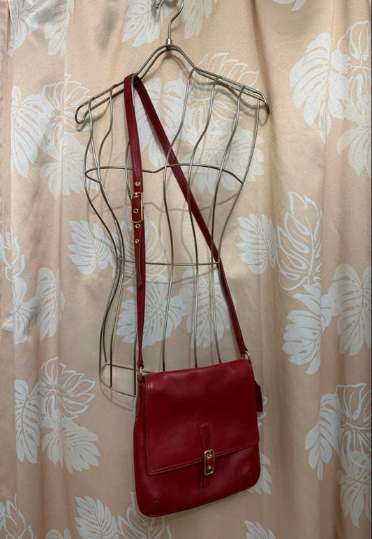 COACH Old Coach 9592 Red Leather Shoulder Bag #QY1IQK