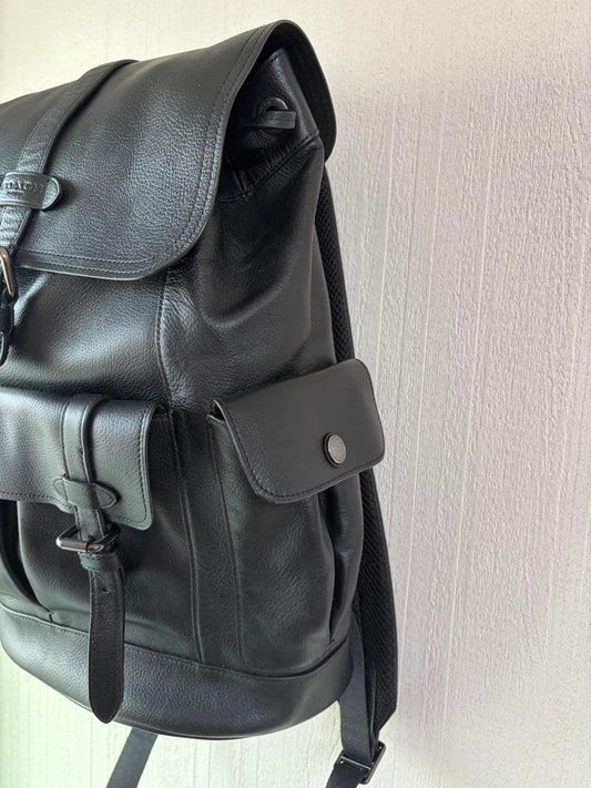 COACH Black High Genuine Leather Backpack #QYINQQ