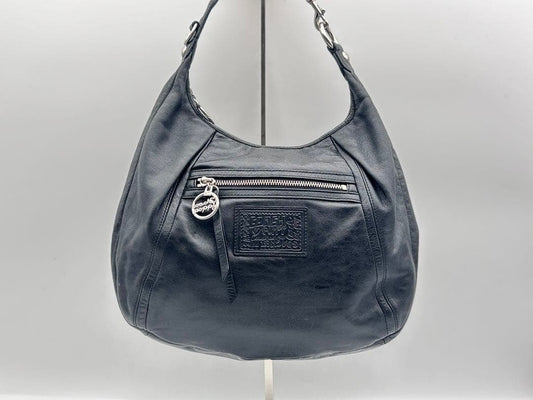 Y2KCOACH Poppy Leather Shoulder Bag, Black #QY0813