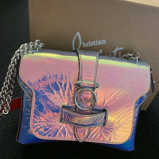Christian Louboutin Aurora Iridescent Crinkle Chain Shoulder Bag Women #QY002R