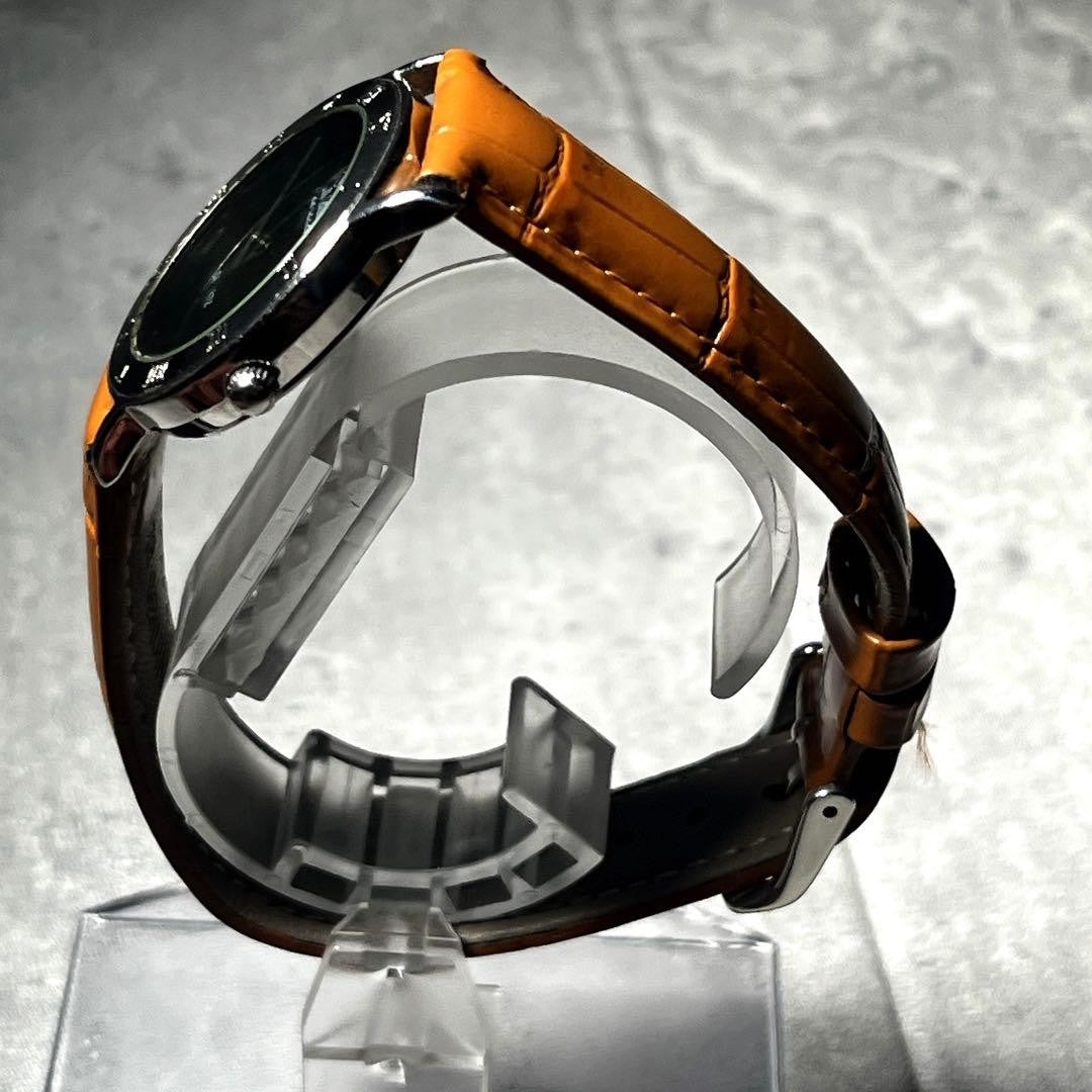 Leather strap SAAD onyx dial Roman numeral watch Indian #PFJ2VL