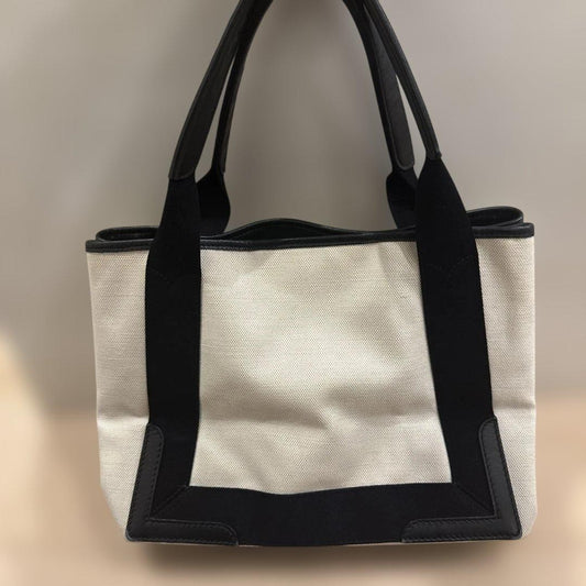 BALENCIAGA Navy Cabas S Canvas Black Tote Bag #QYK6ZD