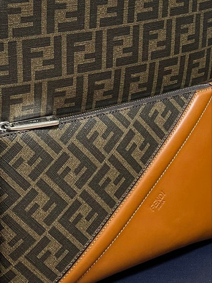 FENDI FF Zucca Pattern Backpack Brown Leather Canvas #QY8DCH