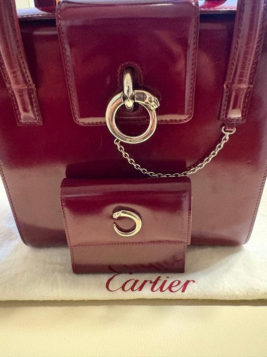 Cartier Panthère handbag and wallet set, burgundy. #QY1XT8