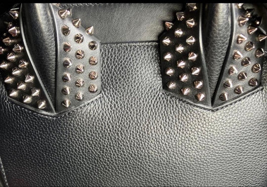 CHRISTIAN LOUBOUTIN black leather tote bag with studs #QY0N62