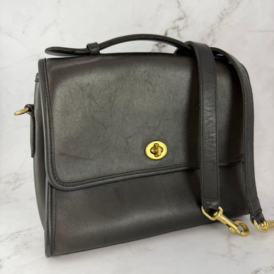 COACH Old Coach 2-way Shoulder Bag/Handbag, Leather, Black, 9870 #QY5DMJ