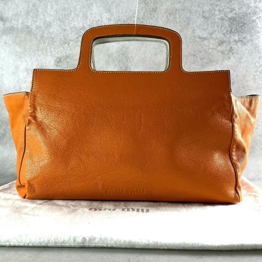 Y2K archive Miu Miu handbag, leather, orange #QYC0FM