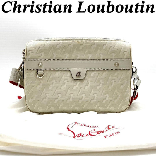 CHRISTIAN LOUBOUTIN Loubitown Beige Shoulder Bag 80302, White, Leather #QY3UYE