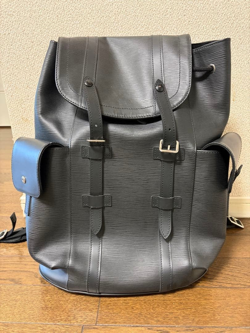 LOUIS VUITTON Christopher PM Epi Leather Backpack Black #QY30PQ