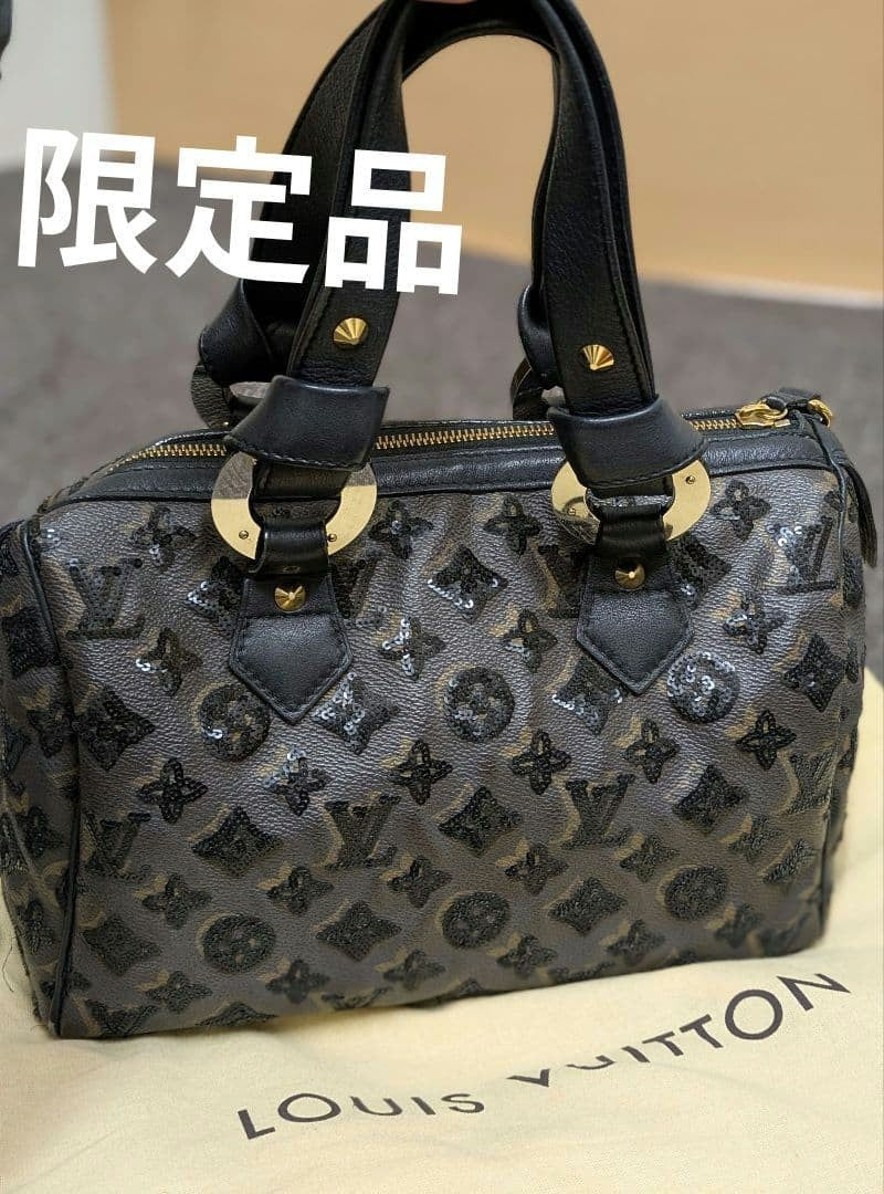LOUIS VUITTON Monogram Eclipse Speedy 30 Handbag with Sequins #QY9W83