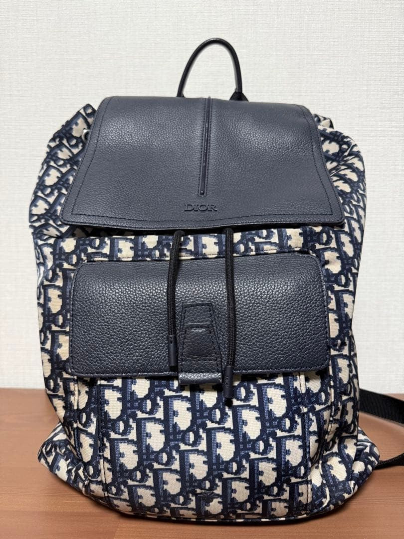 DIOR Motion Backpack Leather Canvas Navy #QYHSLM