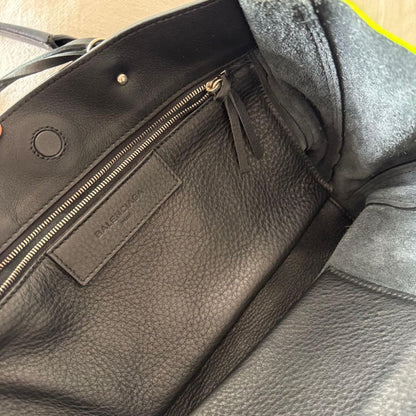 BALENCIAGA Paper Handbag, Black and Neon Yellow #QYCHMV
