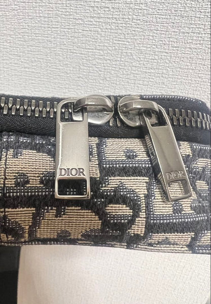 DIOR Oblique Jacquard Zip Pouch Black #QYJI9C