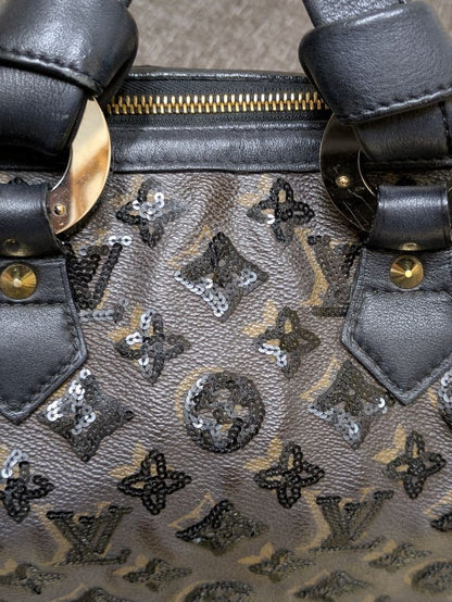 LOUIS VUITTON Monogram Eclipse Speedy 30 Handbag with Sequins #QY9W83