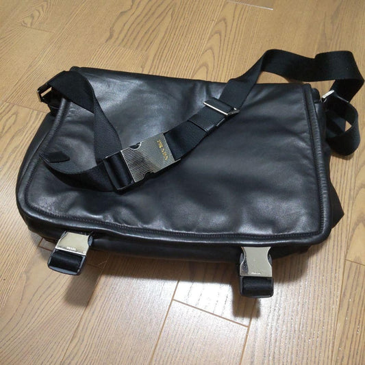 Classic PRADA Leather Shoulder Bag, Deadstock Black #QYFVE3
