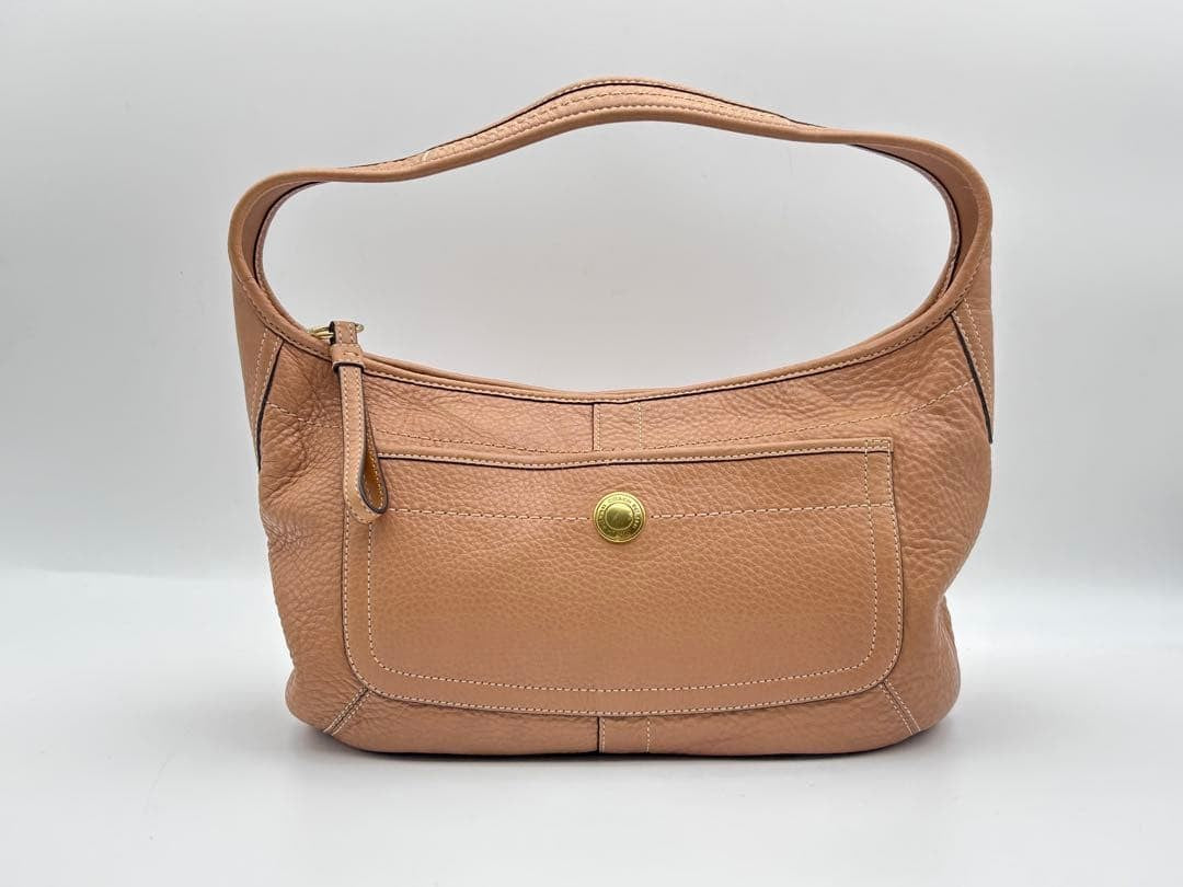 Y2KCOACH Leather One-Shoulder Bag, Beige #QY42WS