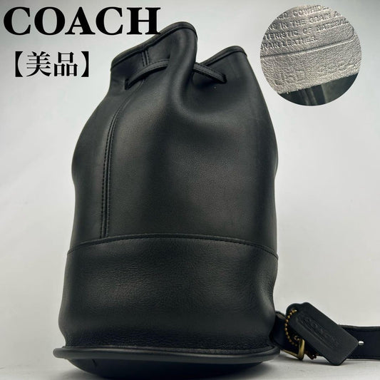 Coach Old Coach Shoulder Bag, Drawstring, Leather, Black, 9984 #QY3FZN
