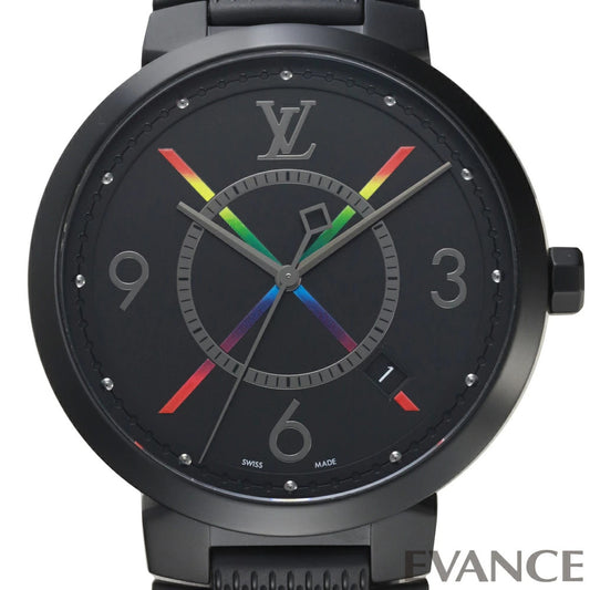 Weekly Special: LOUIS VUITTON Tambour Slim Rainbow QA113 Black Men's Wat #QYCFMJ