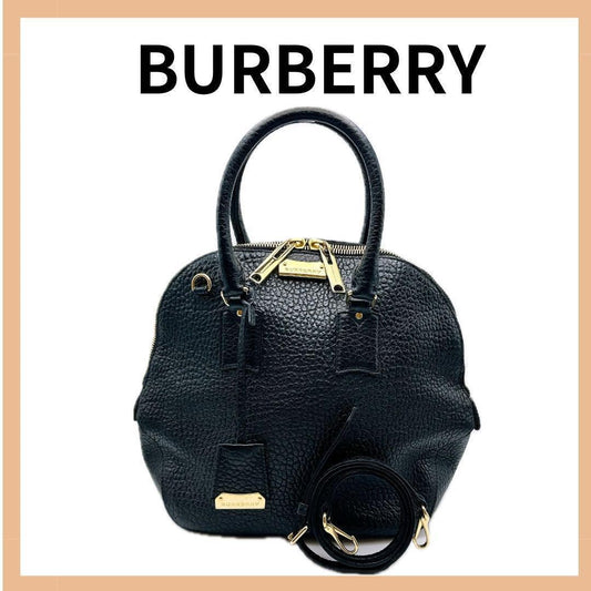 Burberry Leather 2-Way Handbag/Shoulder Bag, Black, Large Capacity #QYH6DZ