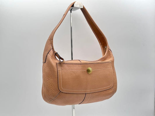 Y2KCOACH Leather One-Shoulder Bag, Beige #QY42WS