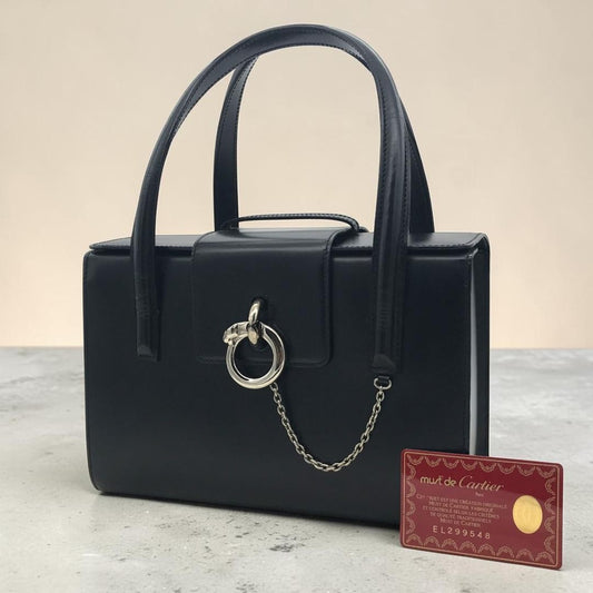 Cartier Panthère handbag, box-shaped, leather, black. #QYIVDW