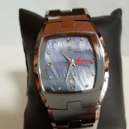 Luxury Tungsten Quartz Watch Blue Shell Dial 4 Natural Diamonds Sapphire #QY267O